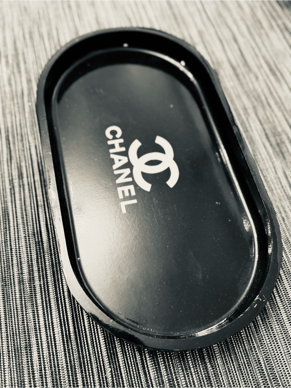 Luxury Black Logo Phone Tray - Designer Accessory